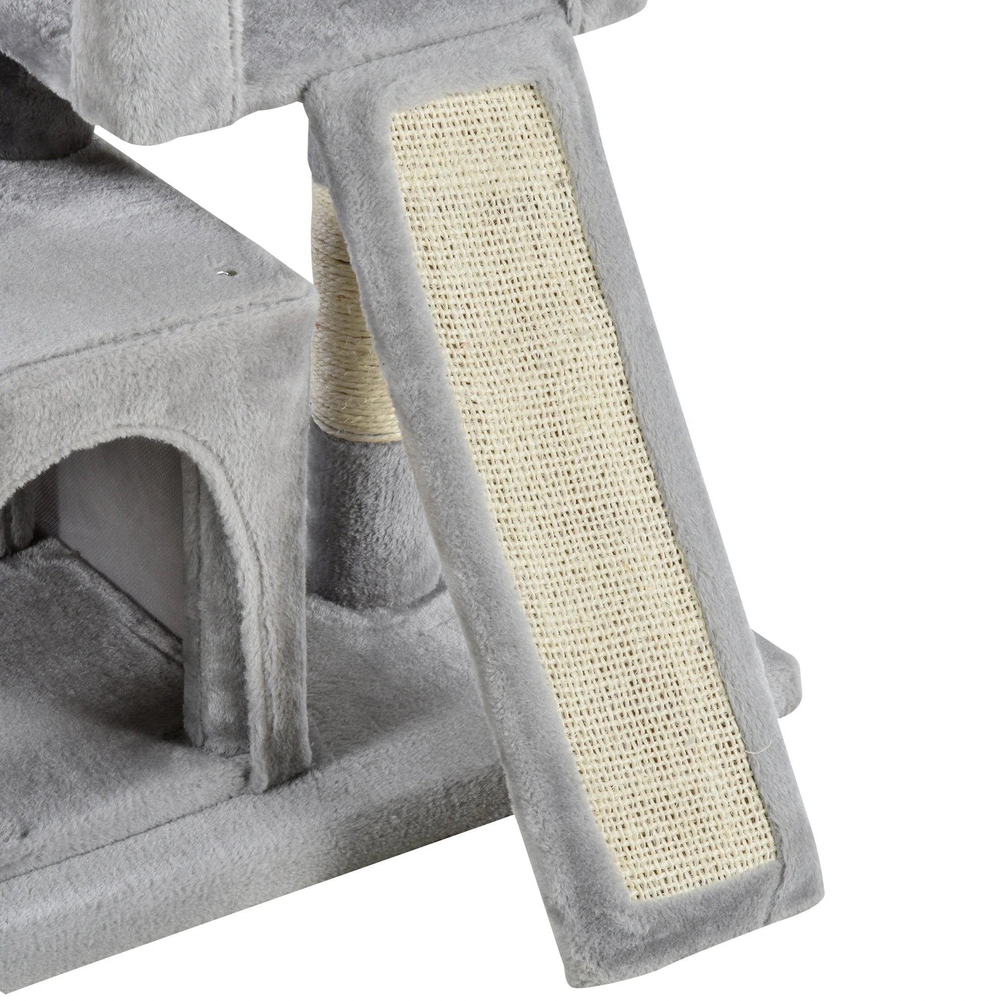 Cat Tree with Sisal Poles, Bed and 2 Houses, 59x39x83cm, Grey - Borge' Group Limited