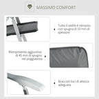 Folding Fishing Chair with Armrests and Adjustable Backrest, in Aluminum and Polyester, 75x61.5x76-115 cm, Gray