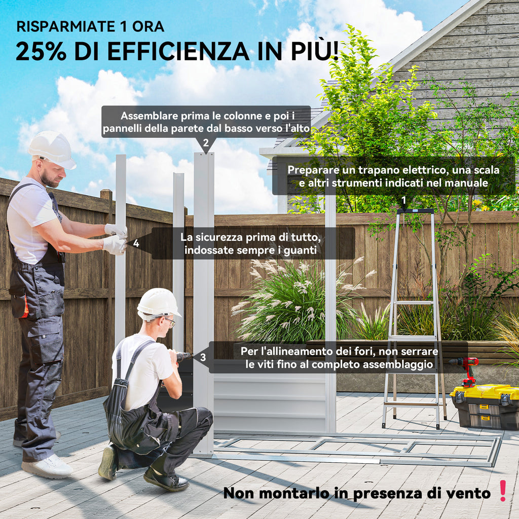 Metal Garden Shed with Sliding Doors and Padlock with Keys, 2.1x1.2x1.9m, Dark Grey