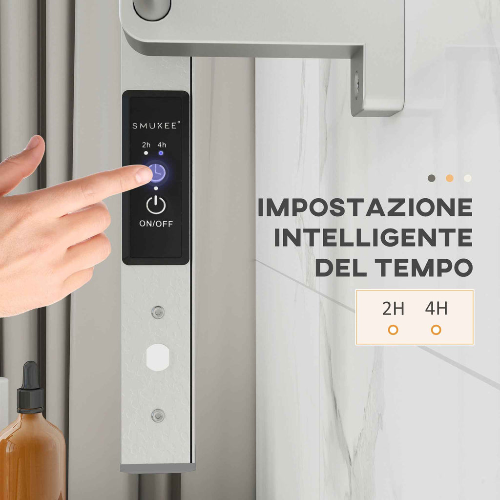 HOMCOM 150W Electric Floor or Wall Towel Warmer with 8 Bars and 2-4 Hour Timer, 53x35x90 cm, Silver