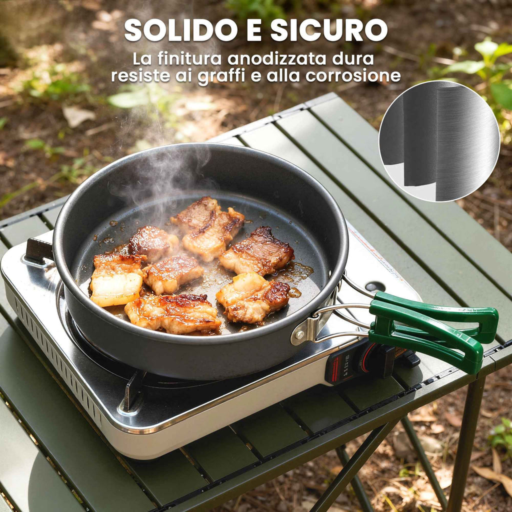 Outsunny Camping Cookware Set, 8-Piece Ultralight Kit with Anti-Scald Handles, Grey