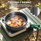 Outsunny Camping Cookware Set, 8-Piece Ultralight Kit with Anti-Scald Handles, Grey