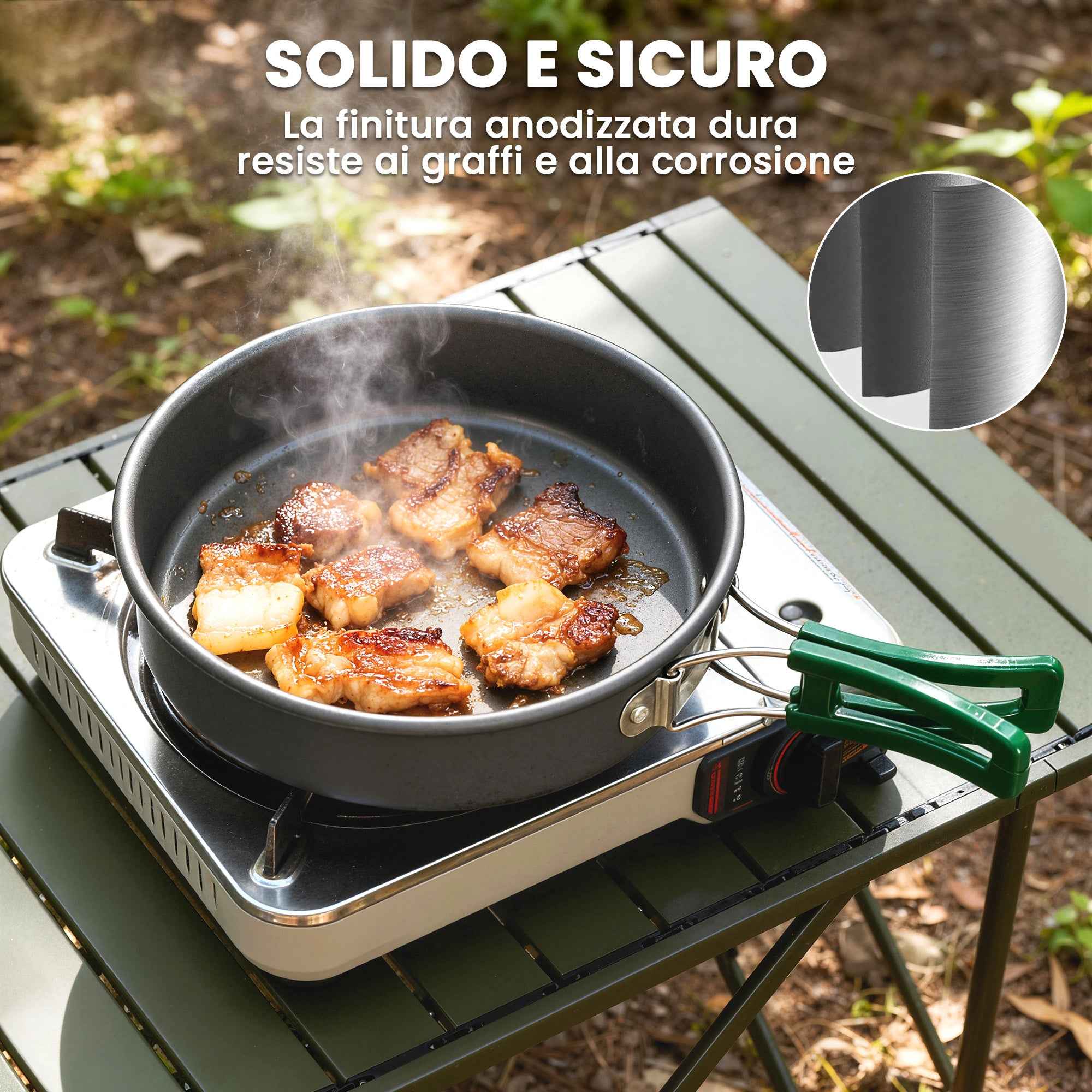 Outsunny Camping Cookware Set, 8-Piece Ultralight Kit with Anti-Scald Handles, Grey