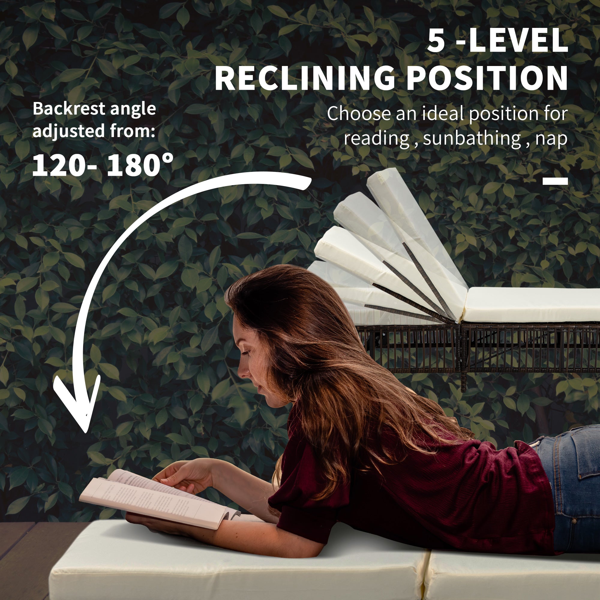 Outsunny set 2 sunbaths with padded cushions and table in rattan pe, brown and beige - Borgè