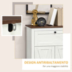 HOMCOM Rustic Style Kitchen Sideboard with Drawer and Adjustable Shelf, White