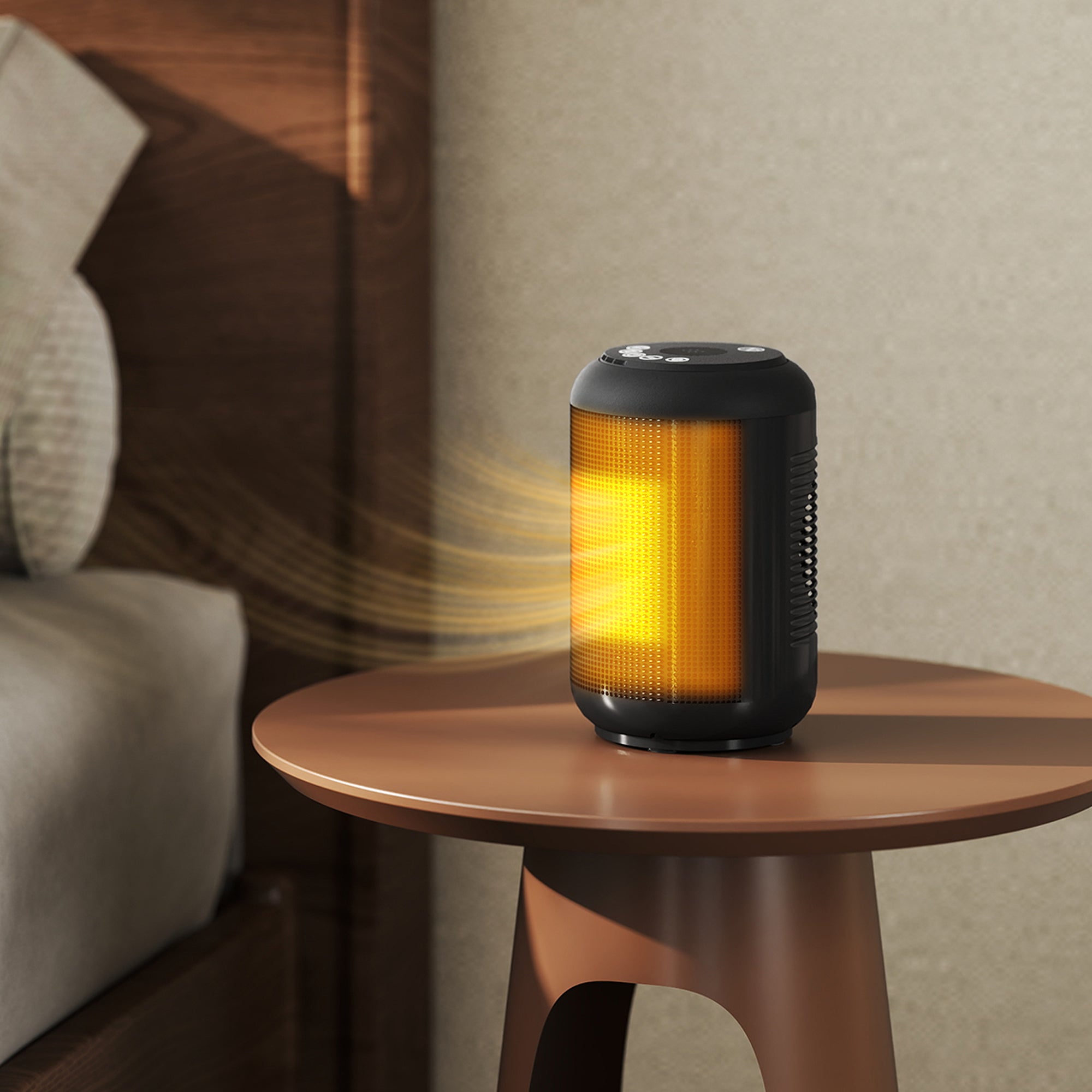 Electric Heater, Adjustable 3-Mode, 24-Hour Timer, Fireproof PP and PA, 14x14x21.5 cm, Black