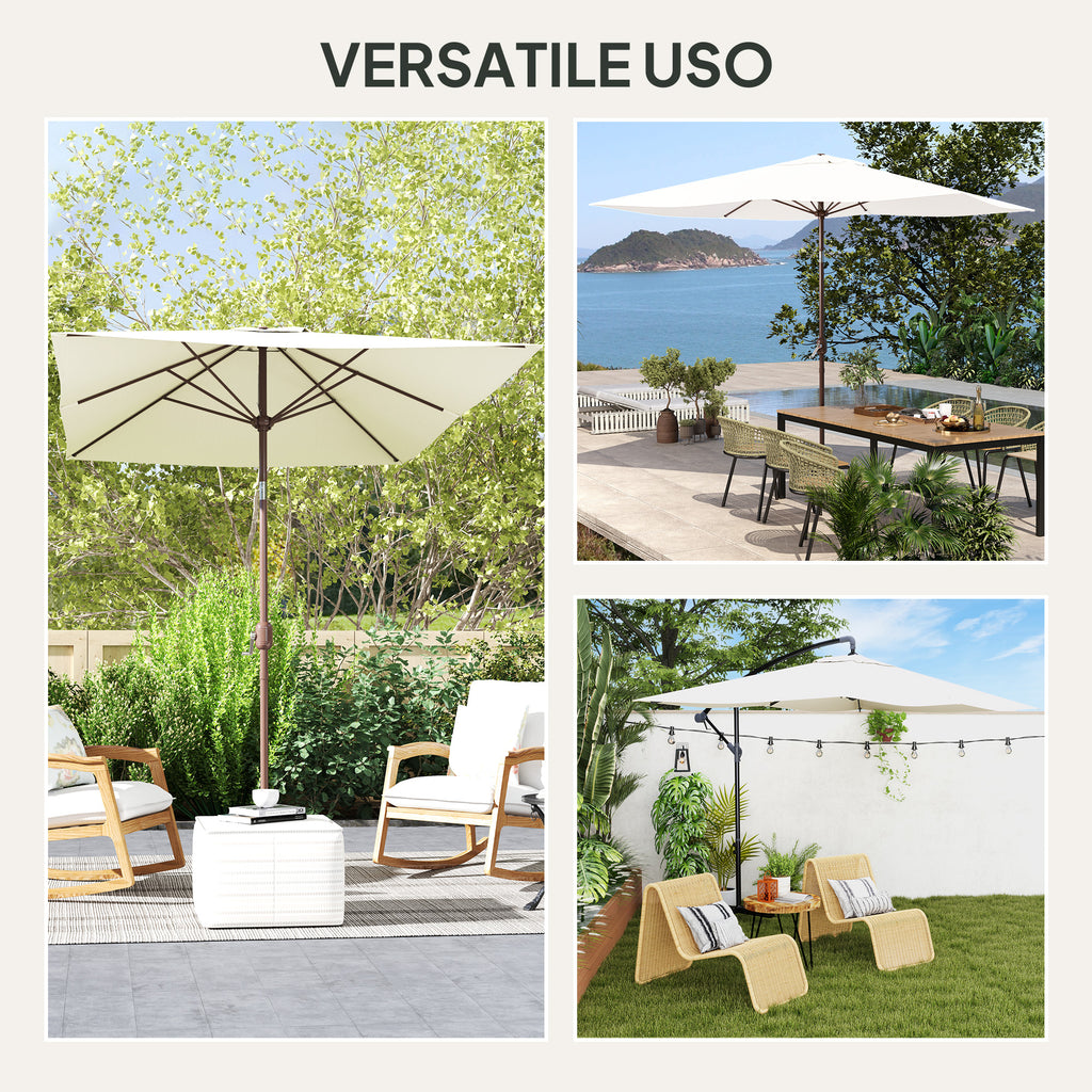 Replacement Cover for Rectangular Umbrella 3x2 m with 6 Ribs, Anti-UV 50+ Polyester, Beige