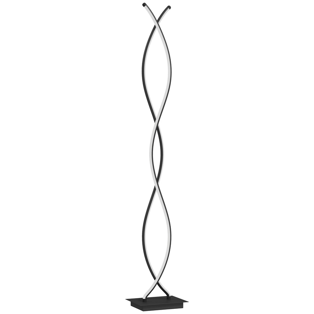 HOMCOM Double Spiral LED Floor Lamp, Living Room Lamp with Adjustable Brightness, Foot Switch, Black