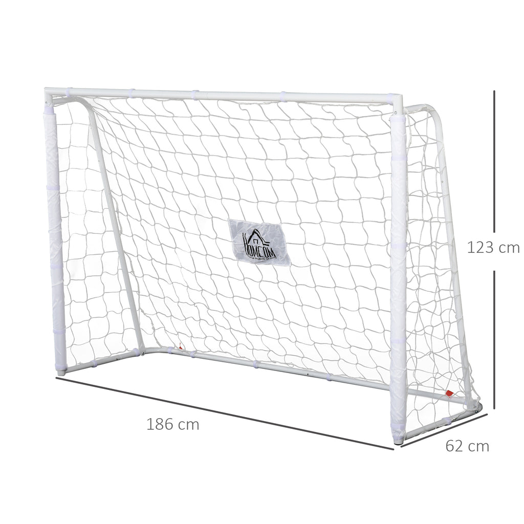 Outdoor Metal Football Goal with Target and Oxford Cloth Posts, 186x62x123 cm, White