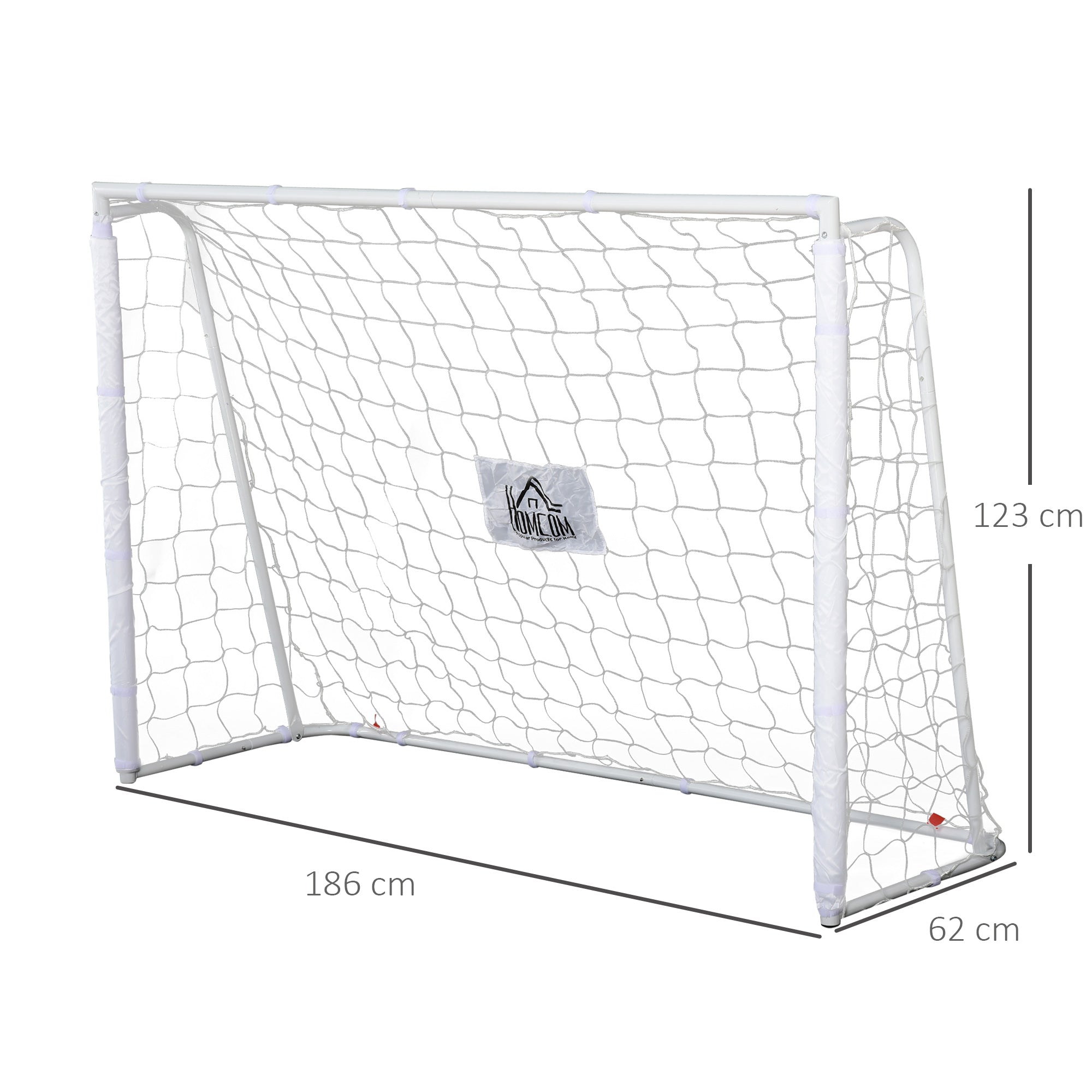Outdoor Metal Football Goal with Target and Oxford Cloth Posts, 186x62x123 cm, White