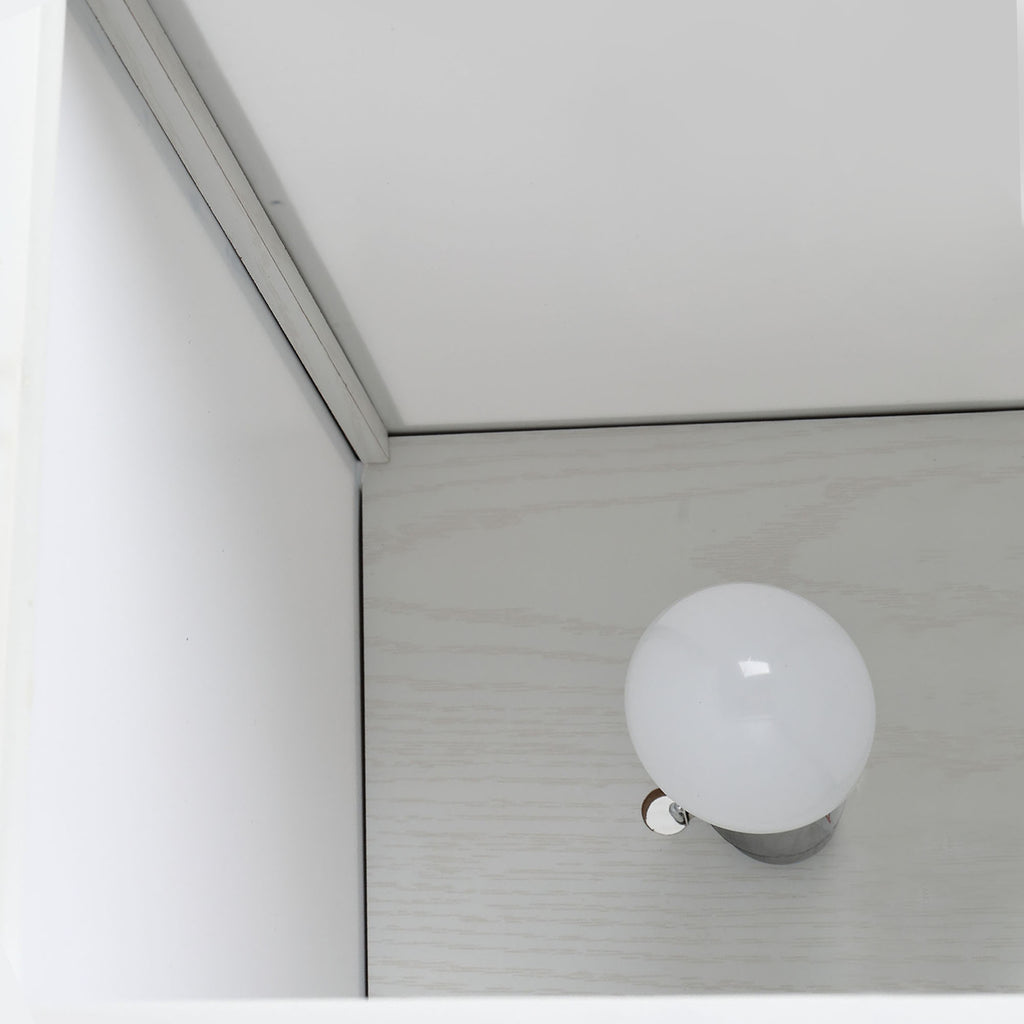 40W Floor Lamp with 3 Shelves and Foot Switch, Made of Wood and Acrylic, 26x26x160 cm, White