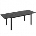 Outsunny Extendable Garden Table for 6-8 People, Aluminum with Slatted Top, Black