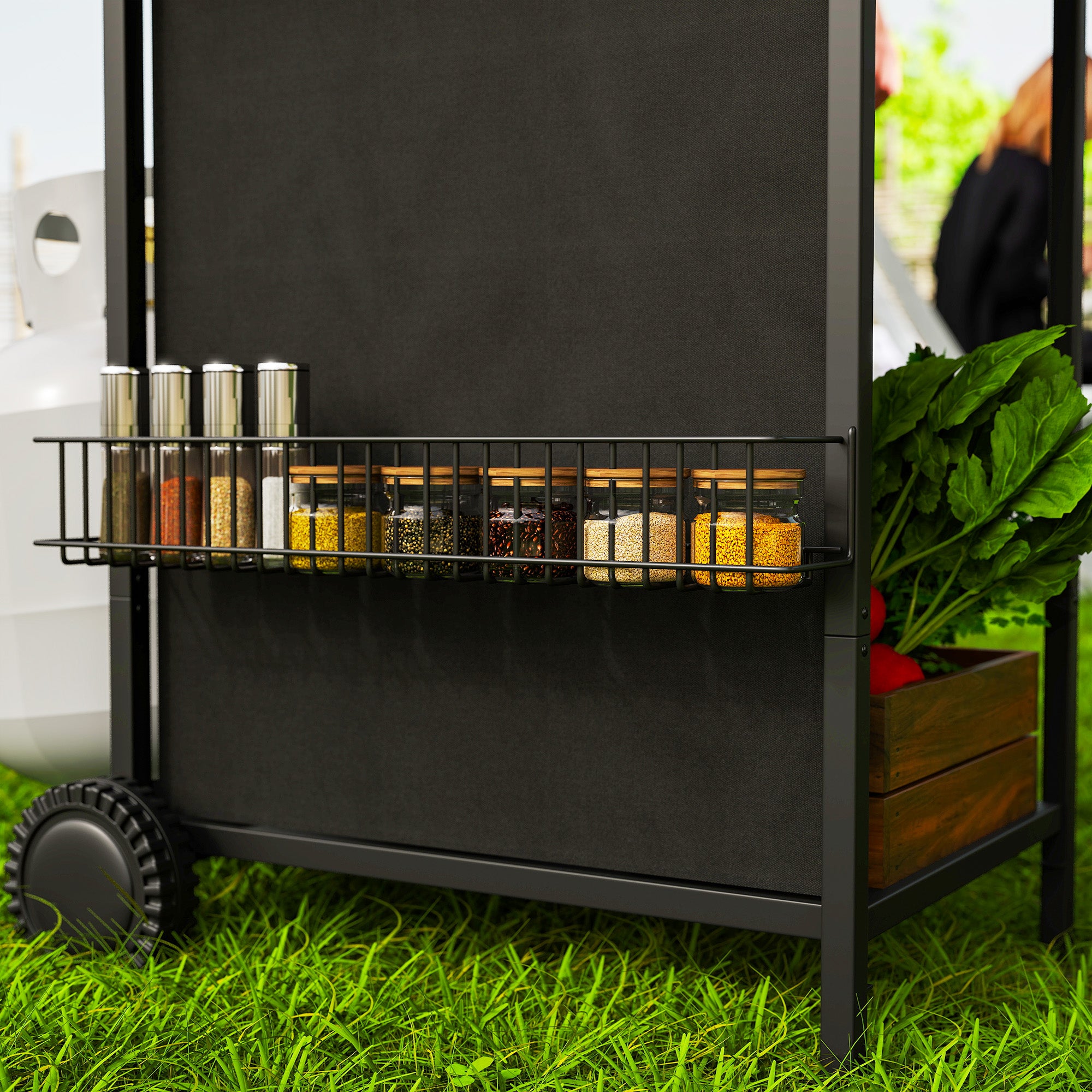 Gas Barbecue with 3 Independent Burners and Lid with Thermometer, 108x54x97 cm, Black
