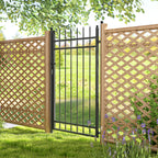 Garden Gate with 2 Posts with Handle, Padlock and 3 Keys, in Galvanized Steel, 105x204 cm, Black