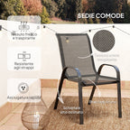 3 Piece Garden Set with 2 Garden Chairs 54x71x93 cm and Round Table Ø60x71 cm in Black Steel