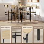 5-Piece Dining Set with Rectangular Table and 4 Dining Chairs, Wood and Metal, Black and Wood Color