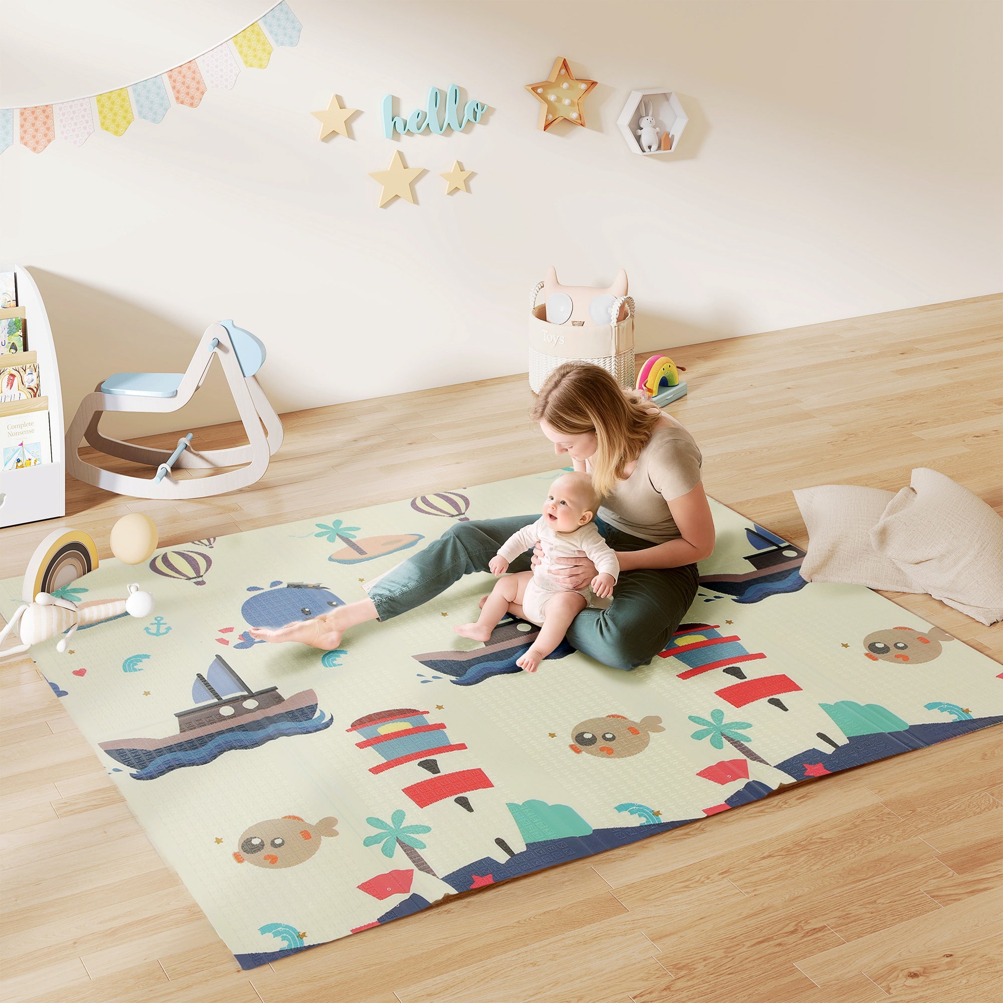 Animal-Themed Children's Rug for 0-6 Years Old with Waterproof Surface in Multi-Color XPE, 196x176x1.5 cm