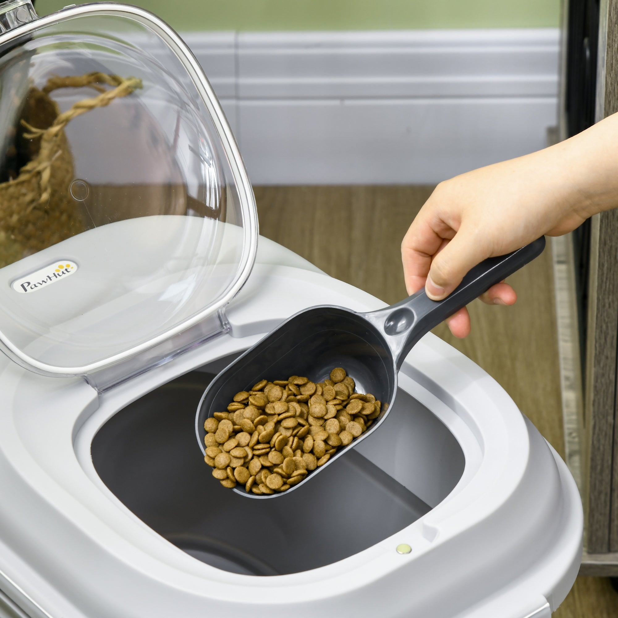 Dog Food Container, 5-25L Capacity, Airtight Seal and Dehumidifying Box, in PP and TPE, 44x32x37 cm, Grey