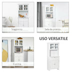 Tall Pantry Cabinet with 2 Cabinets, Adjustable Shelves and Support Top, in MDF, 68.6x40x164 cm, White