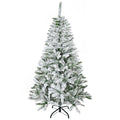 HOMCOM 150cm Tall Snow-Covered Christmas Tree with 358 Fireproof Branches and Steel Base, Green