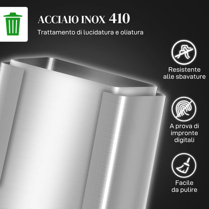 30L 2-Section Pedal Waste Bin with Silent Lid, in Stainless Steel and PP, 47.7x37.5x66.8 cm