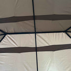 Outsunny 4x3m Garden Gazebo with 6 Removable Curtains, Metal Frame and Beige Polyester Canopy
