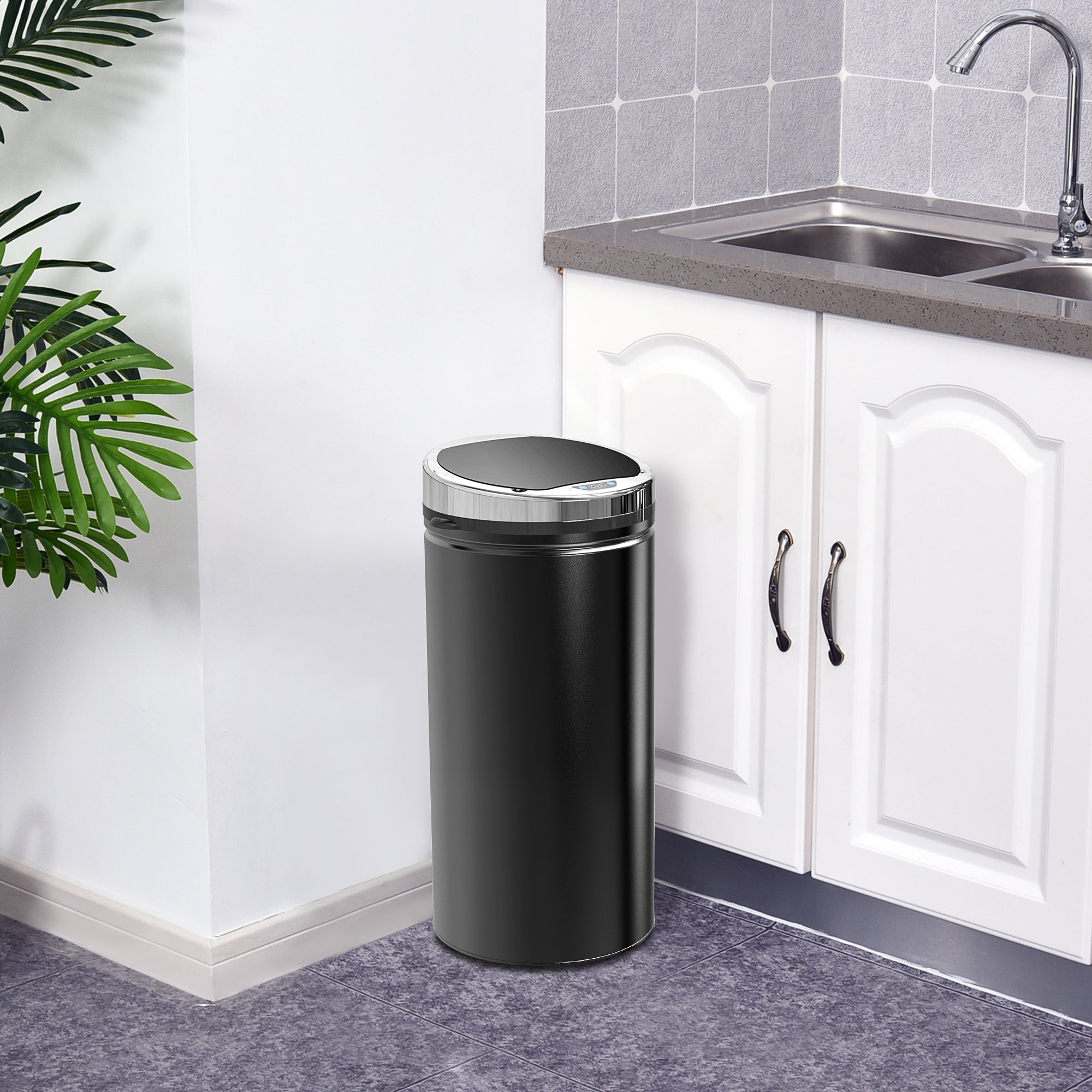 42L Automatic Trash Can with Infrared Sensor in Steel and Plastic, 30.5x30.5x68 cm