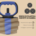 SPORTNOW 6-in-1 Plastic and Sand Gym Weight Set, Can Be Used as Kettlebell, Dumbbell, Barbell, Stand, Blue