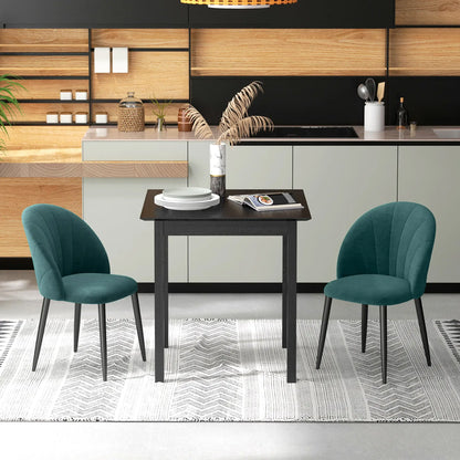 Set of 2 Nordic and Ergonomic Dining Chairs, Metal and Green Velvet Kitchen and Living Room Chairs, 52x54x79 cm