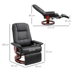 Manually Reclining Relaxing Chair up to 145° with Footrest and Faux Leather Upholstery, Black