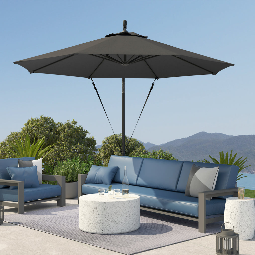 Round Tiltable and Swivel Garden Umbrella, Crank and UPF 50+ Protection, Ø3 m, Dark Gray