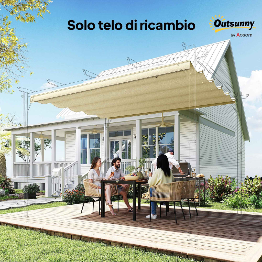 Outsunny Replacement Canopy for 3x4m Garden Gazebo Pergola in Polyester, Cream