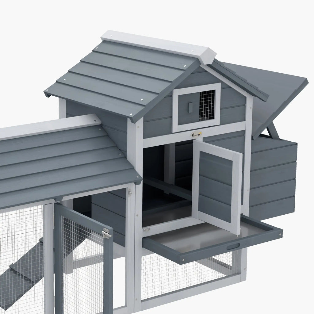 Prefabricated Wooden Chicken Coop for 2 Chickens with Run and Nest for Brooding, 150.5x54x87cm - Borge' Group Limited