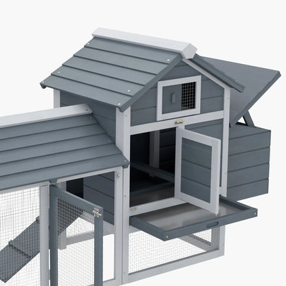 Prefabricated Wooden Chicken Coop for 2 Chickens with Run and Nest for Brooding, 150.5x54x87cm