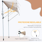 Outsunny 2x1.5m Outdoor Roller Awning with Crank and Adjustable Angle, Beige