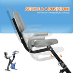 Folding Exercise Bike with 8 Resistance Levels and Adjustable Seat, Blue and Gray