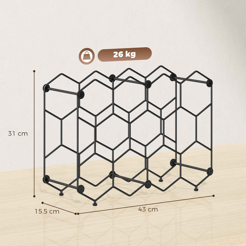 Honeycomb Geometric Design Wine Rack, Black