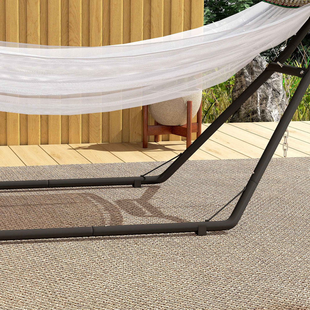 Outsunny Adjustable Non-Slip Hammock Stand with S-Hooks, Steel, 278x97x112 cm Black