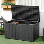 366L Wood Effect Plastic Garden Box, 122.4x62x64.5 cm, Black