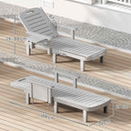 Outsunny Adjustable Garden Lounger with Table and Armrests, in Polypropylene, 79x158x88 cm, Light Grey