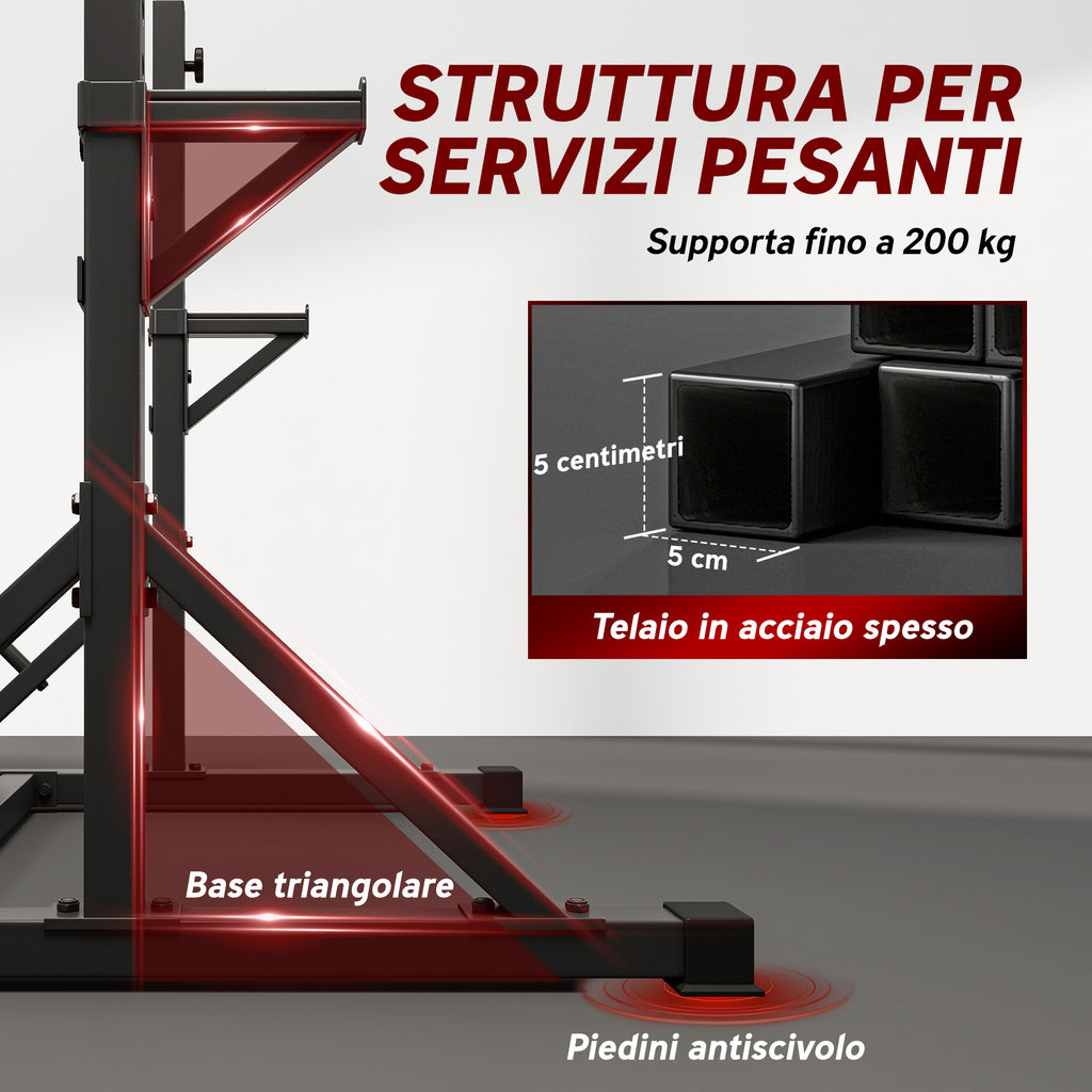 Multifunctional Height-Adjustable Squat Rack and Barbell Rack, Black
