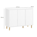 Modern Sideboard with 2 Cabinets and 3 Shelves in Wood, 107x40x80 cm, White