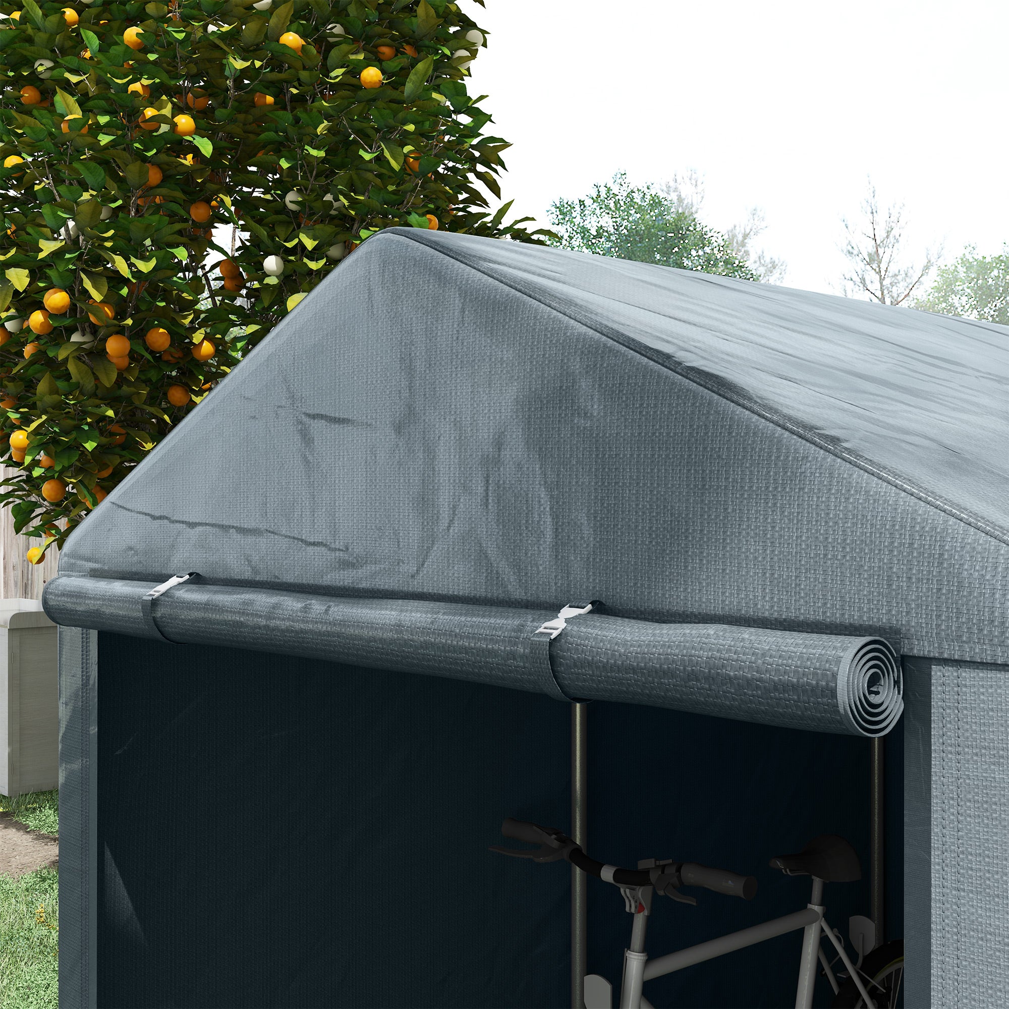Tool Storage and Garage Tent for Bikes and Motorcycles with Anti-UV Cover, 1.6x2m, Dark Grey