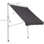 Outsunny 2x1.5m Outdoor Roller Awning with Crank, Adjustable Height and Angle, Grey