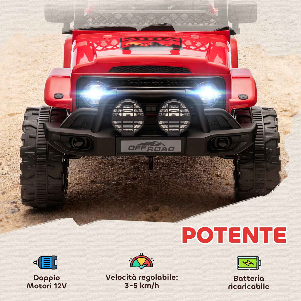 AIYAPLAY Children's Off-Road Vehicle with Lights, Horn, Belt and Remote Control, Made of PP and Metal, 99x66x68.5 cm, Red