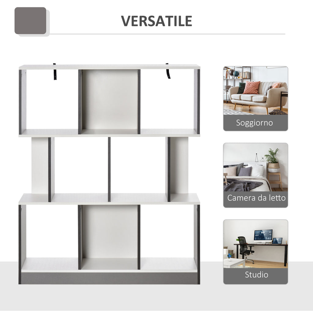 8-Tier Bookcase for Living Room and Bedroom, Wooden, 100x24x124 cm, Charcoal Grey