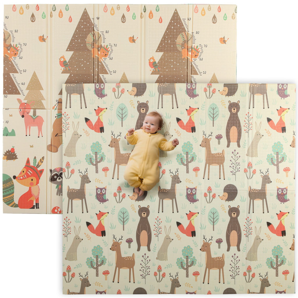 Forest Themed Children's Rug for 0-6 Years Old with Waterproof Surface in Multi-Color XPE, 196x176x1.5 cm