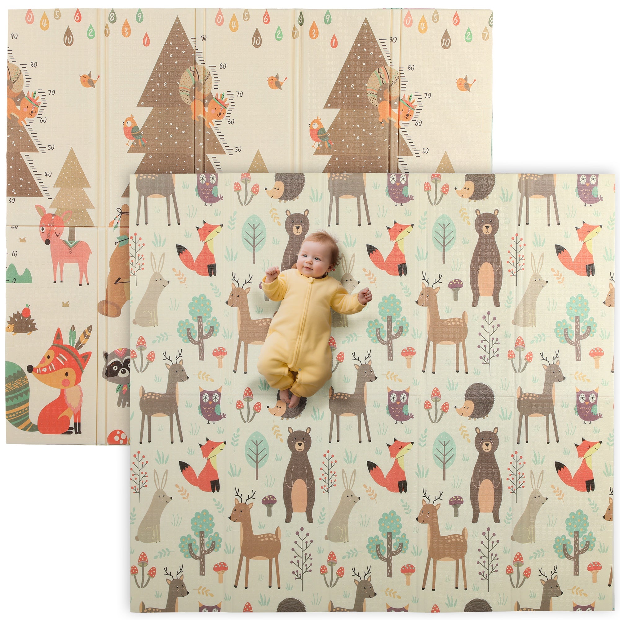 Forest Themed Children's Rug for 0-6 Years Old with Waterproof Surface in Multi-Color XPE, 196x176x1.5 cm