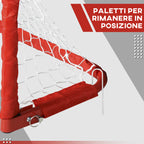 Set of 2 Folding Outdoor Football Goals with 4 Pegs, Steel and Tetrolon, 90x36x60 cm, Red