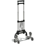 Folding 6-Wheel Luggage Cart, Max 70 kg, with Rope and Removable Handle, 47x47x100 cm, Black and Silver
